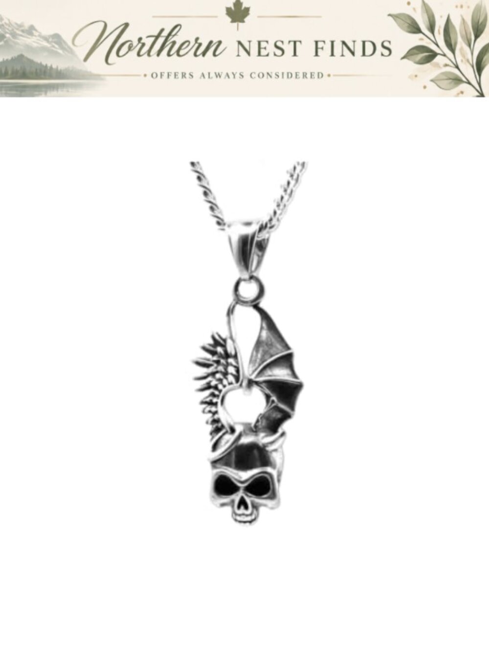 Stainless Steel Punk Skull Sword Pendant Necklace Retro Gothic Halloween Jewelry